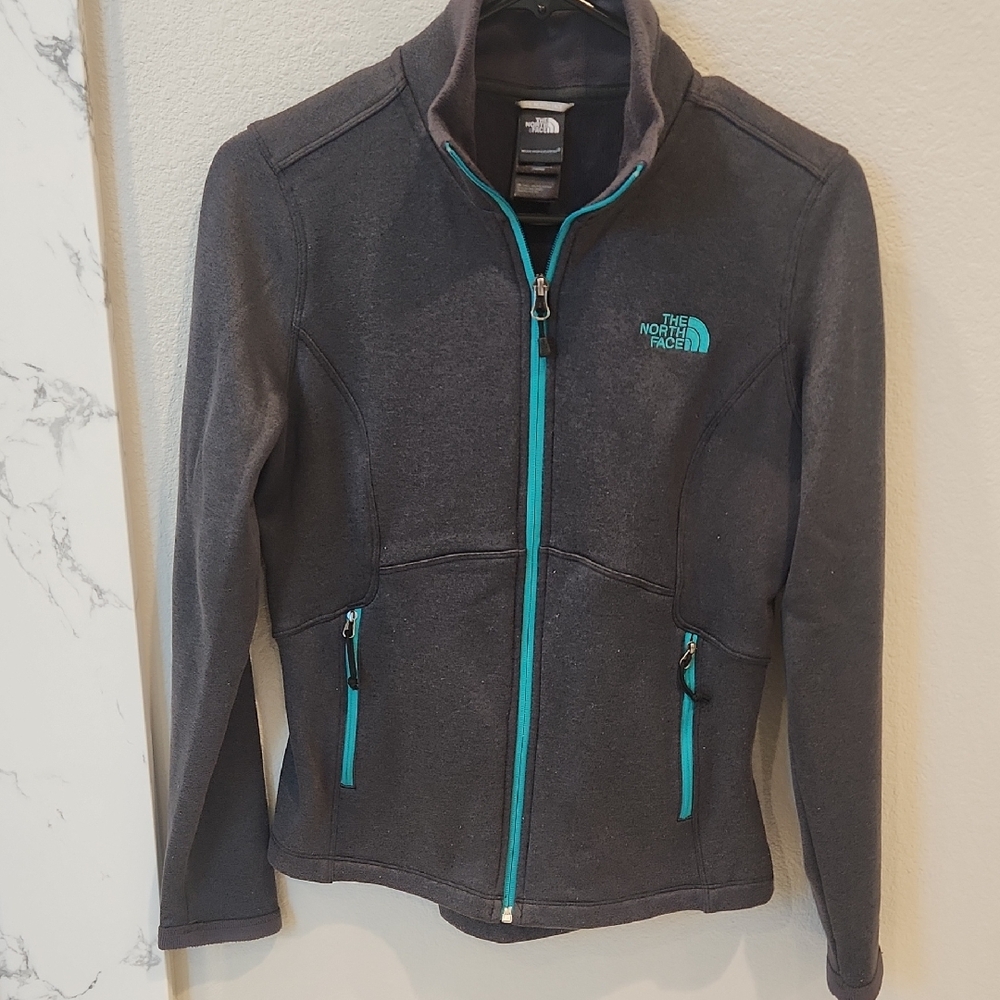 The North Face Women's Gray and Teal Ski Jacket,  Size Small